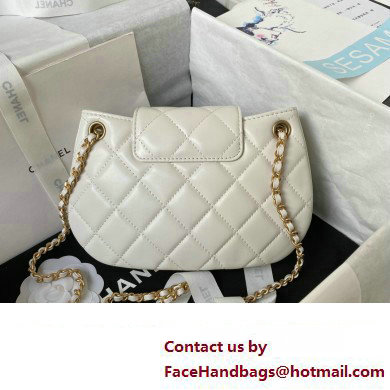 Chanel Lambskin  &  Gold-Tone Metal Small Messenger Bag AS4609 white 2024